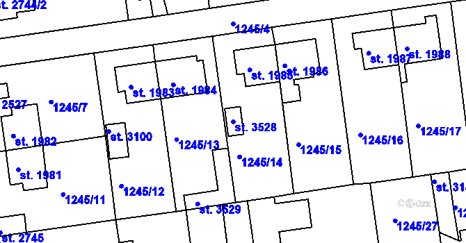 Parcela st. 3528 v KÚ Nymburk, Katastrální mapa