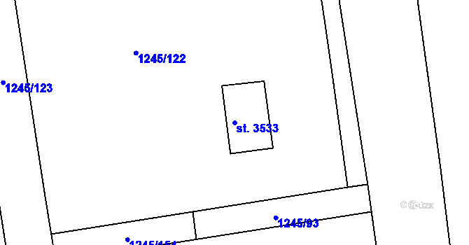 Parcela st. 3533 v KÚ Nymburk, Katastrální mapa