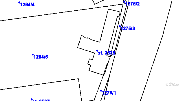 Parcela st. 3536 v KÚ Nymburk, Katastrální mapa