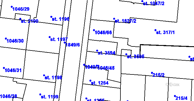 Parcela st. 3594 v KÚ Nymburk, Katastrální mapa