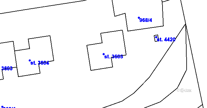 Parcela st. 3605 v KÚ Nymburk, Katastrální mapa