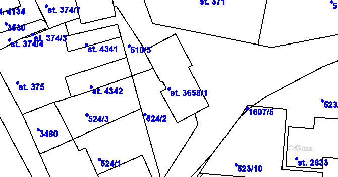 Parcela st. 3658/1 v KÚ Nymburk, Katastrální mapa