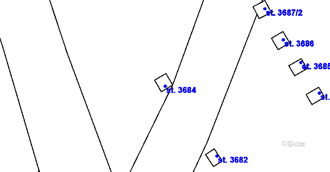 Parcela st. 3684 v KÚ Nymburk, Katastrální mapa