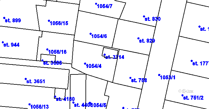 Parcela st. 3714 v KÚ Nymburk, Katastrální mapa