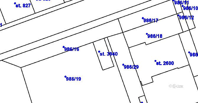 Parcela st. 3940 v KÚ Nymburk, Katastrální mapa