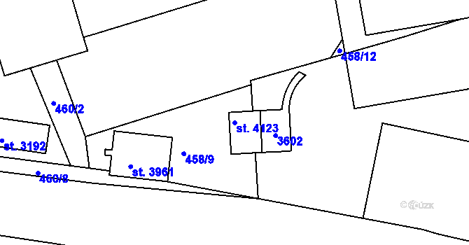 Parcela st. 4123 v KÚ Nymburk, Katastrální mapa