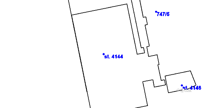 Parcela st. 4144 v KÚ Nymburk, Katastrální mapa