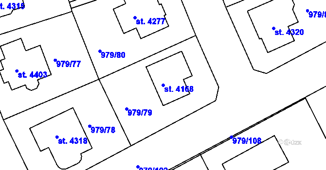 Parcela st. 4168 v KÚ Nymburk, Katastrální mapa