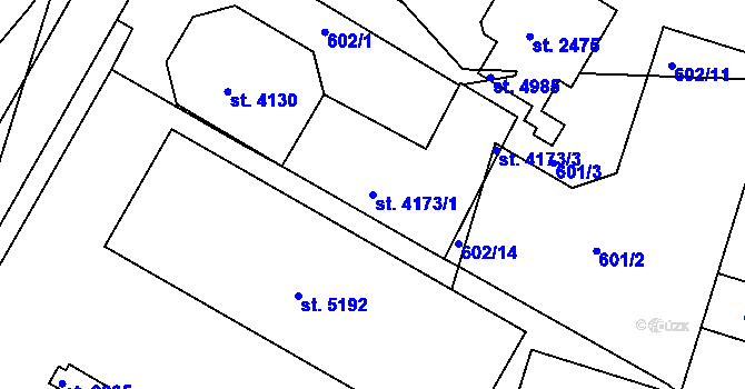 Parcela st. 4173/1 v KÚ Nymburk, Katastrální mapa