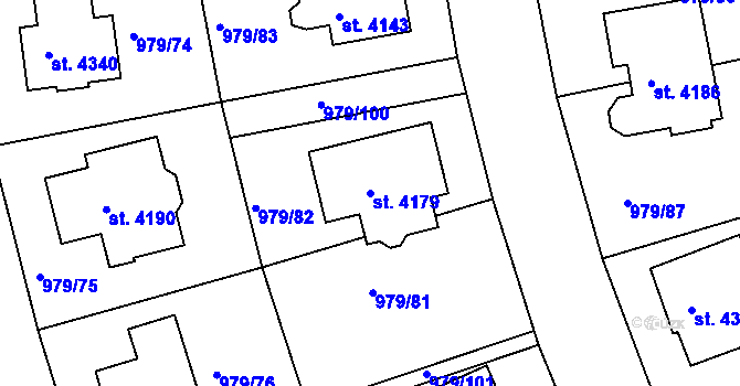 Parcela st. 4179 v KÚ Nymburk, Katastrální mapa