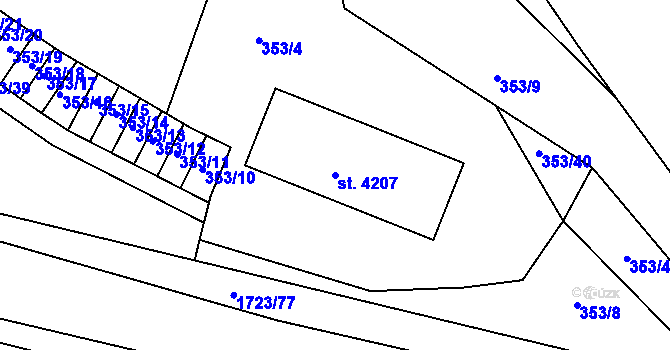 Parcela st. 4207 v KÚ Nymburk, Katastrální mapa
