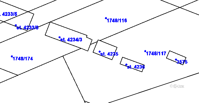 Parcela st. 4235 v KÚ Nymburk, Katastrální mapa