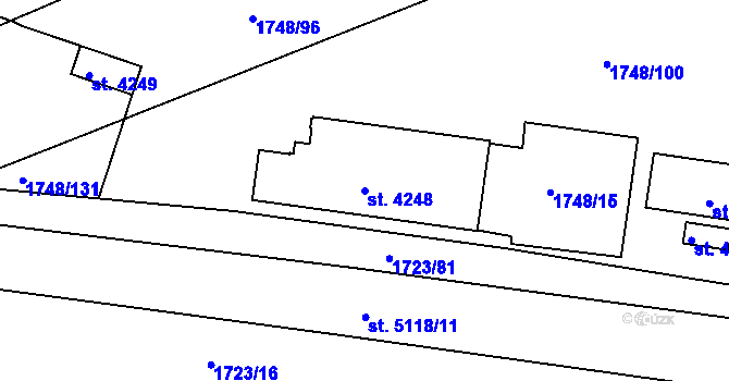 Parcela st. 4248 v KÚ Nymburk, Katastrální mapa