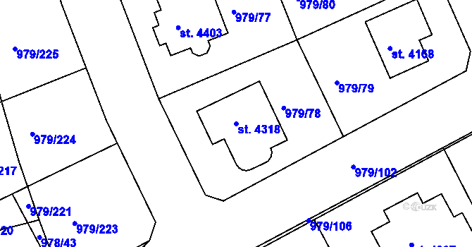 Parcela st. 4318 v KÚ Nymburk, Katastrální mapa
