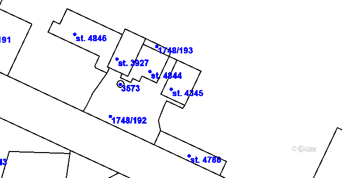 Parcela st. 4345 v KÚ Nymburk, Katastrální mapa