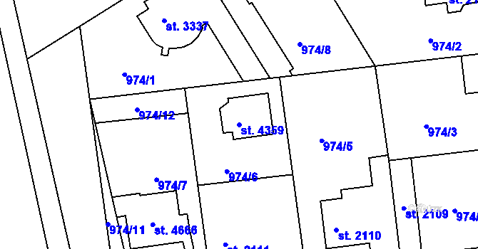 Parcela st. 4359 v KÚ Nymburk, Katastrální mapa