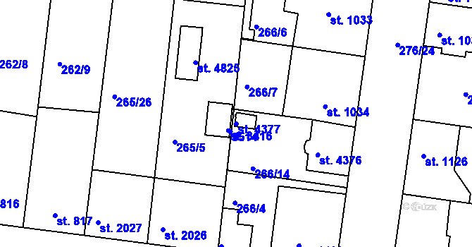 Parcela st. 4377 v KÚ Nymburk, Katastrální mapa