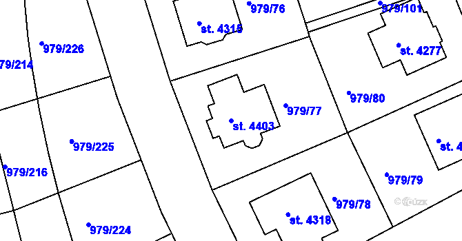 Parcela st. 4403 v KÚ Nymburk, Katastrální mapa