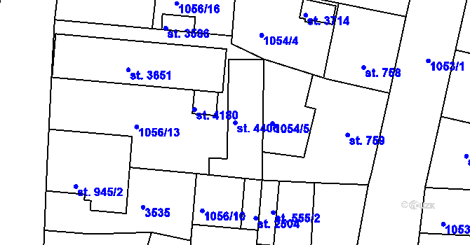 Parcela st. 4406 v KÚ Nymburk, Katastrální mapa