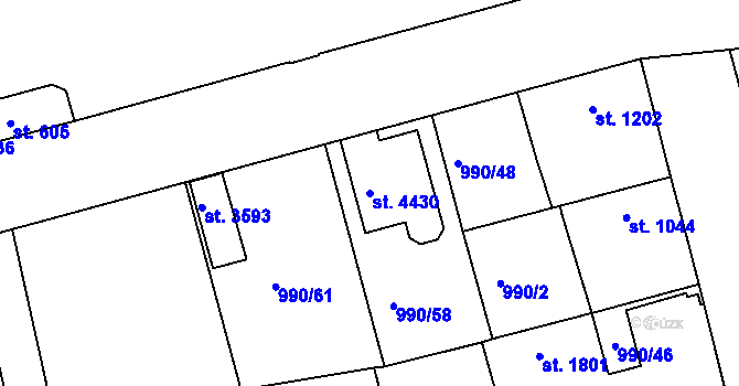 Parcela st. 4430 v KÚ Nymburk, Katastrální mapa