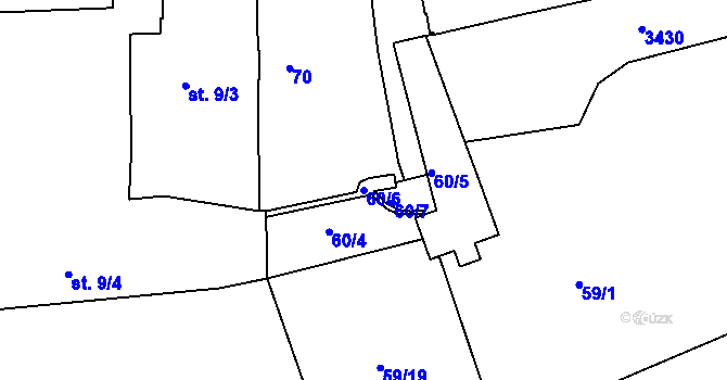 Parcela st. 60/6 v KÚ Nymburk, Katastrální mapa