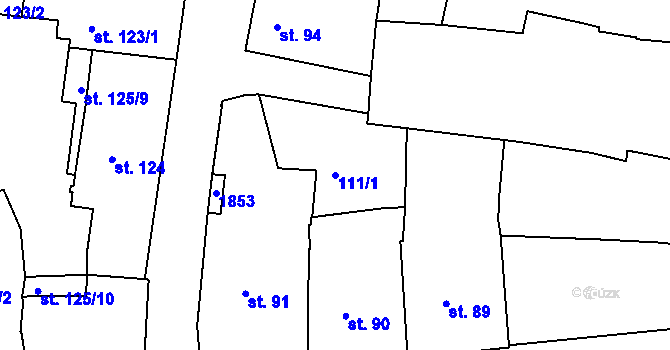 Parcela st. 111/1 v KÚ Nymburk, Katastrální mapa