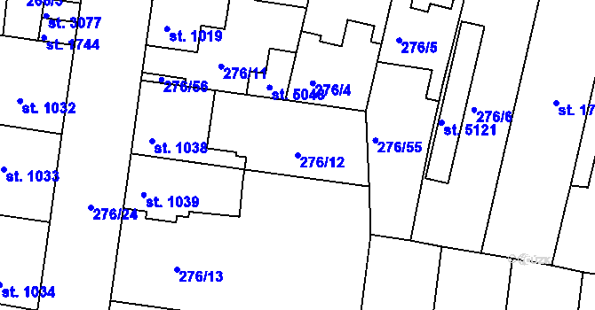 Parcela st. 276/12 v KÚ Nymburk, Katastrální mapa