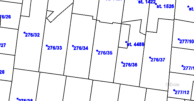 Parcela st. 276/35 v KÚ Nymburk, Katastrální mapa