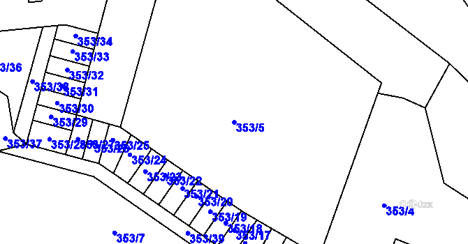 Parcela st. 353/5 v KÚ Nymburk, Katastrální mapa