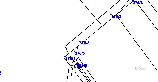 Parcela st. 375/2 v KÚ Nymburk, Katastrální mapa