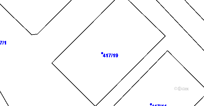 Parcela st. 417/19 v KÚ Nymburk, Katastrální mapa