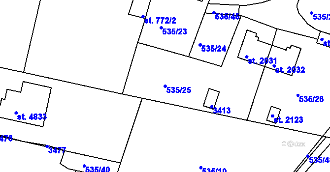 Parcela st. 535/25 v KÚ Nymburk, Katastrální mapa