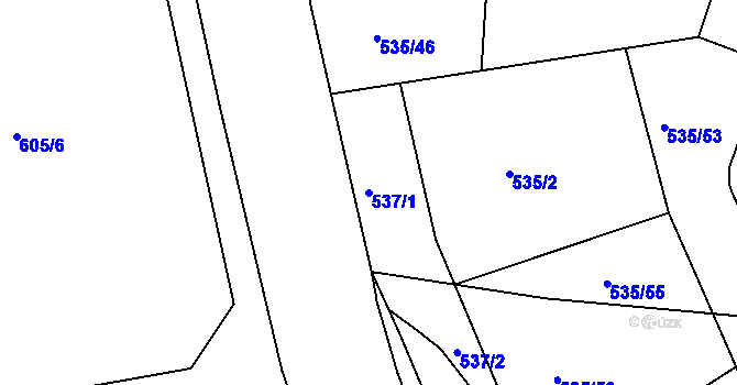 Parcela st. 537/1 v KÚ Nymburk, Katastrální mapa