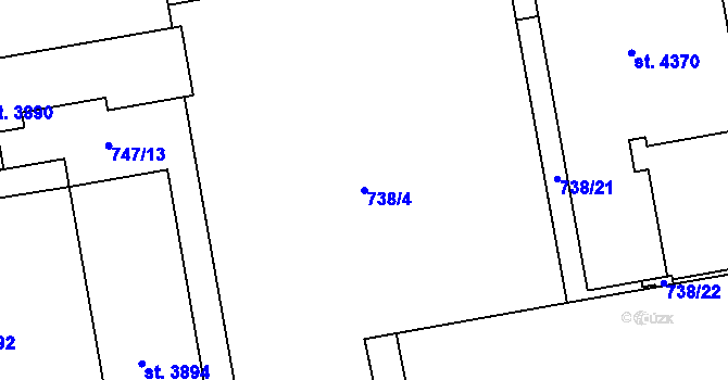 Parcela st. 738/4 v KÚ Nymburk, Katastrální mapa