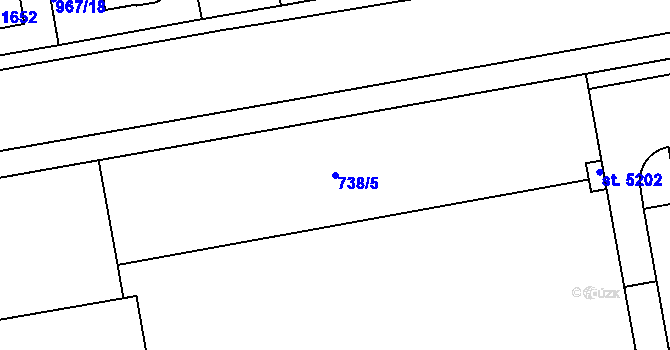 Parcela st. 738/5 v KÚ Nymburk, Katastrální mapa