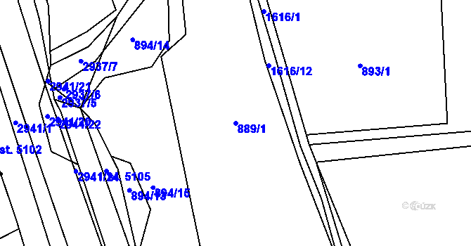 Parcela st. 889/1 v KÚ Nymburk, Katastrální mapa
