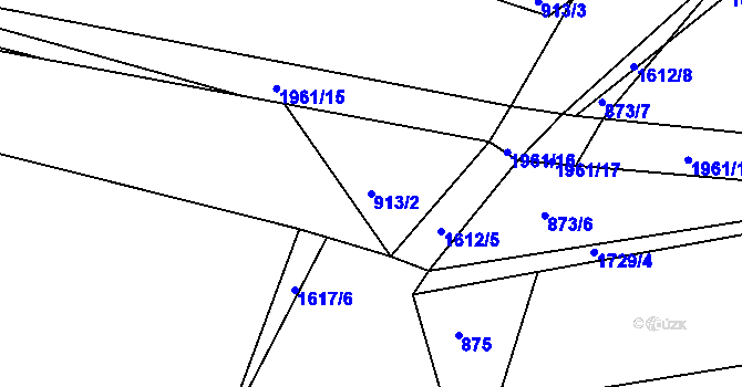 Parcela st. 913/2 v KÚ Nymburk, Katastrální mapa