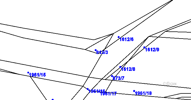 Parcela st. 913/3 v KÚ Nymburk, Katastrální mapa