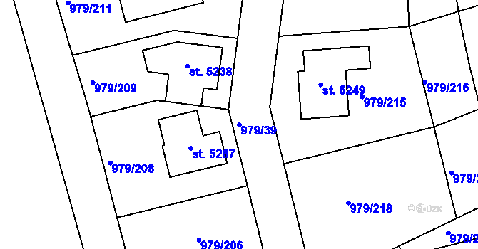 Parcela st. 979/39 v KÚ Nymburk, Katastrální mapa