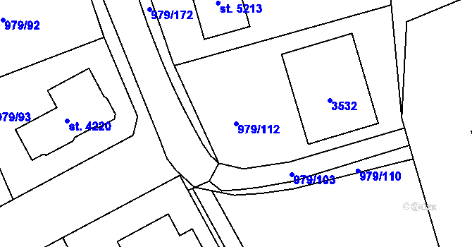 Parcela st. 979/112 v KÚ Nymburk, Katastrální mapa