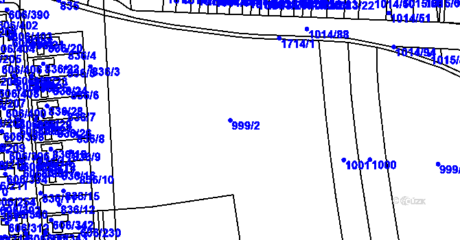 Parcela st. 999/2 v KÚ Nymburk, Katastrální mapa