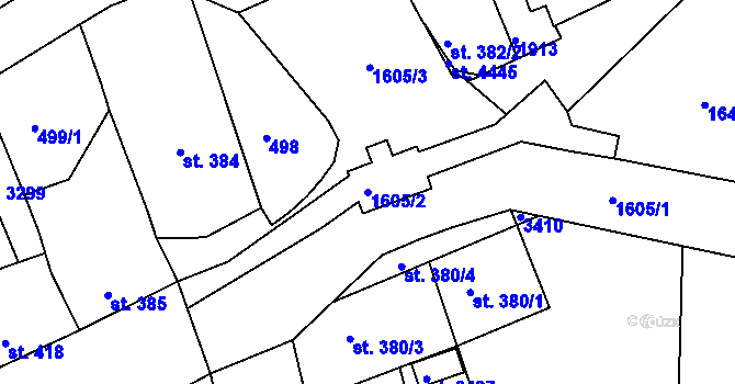 Parcela st. 1605/2 v KÚ Nymburk, Katastrální mapa