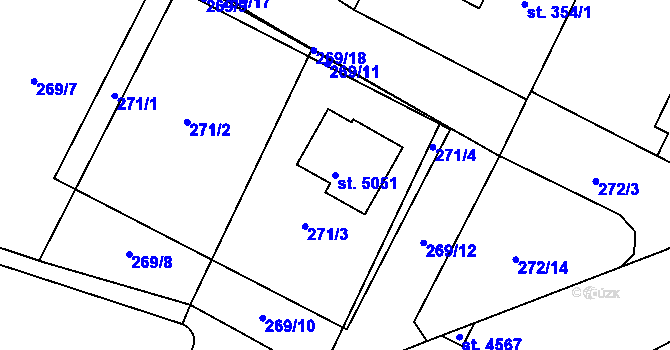 Parcela st. 5051 v KÚ Nymburk, Katastrální mapa