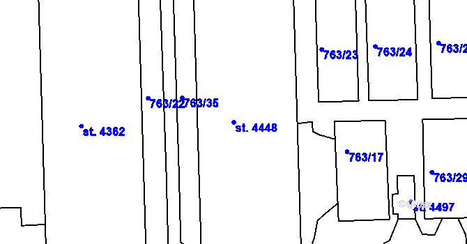 Parcela st. 4448 v KÚ Nymburk, Katastrální mapa