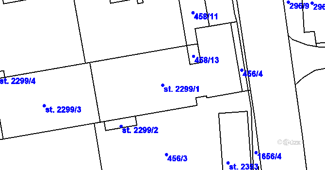 Parcela st. 2299/1 v KÚ Nymburk, Katastrální mapa