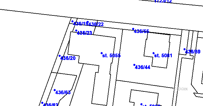 Parcela st. 5055 v KÚ Nymburk, Katastrální mapa