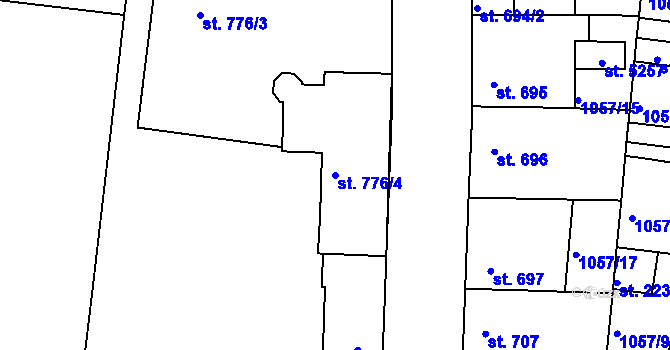 Parcela st. 776/4 v KÚ Nymburk, Katastrální mapa