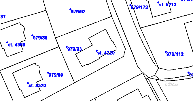 Parcela st. 4220 v KÚ Nymburk, Katastrální mapa