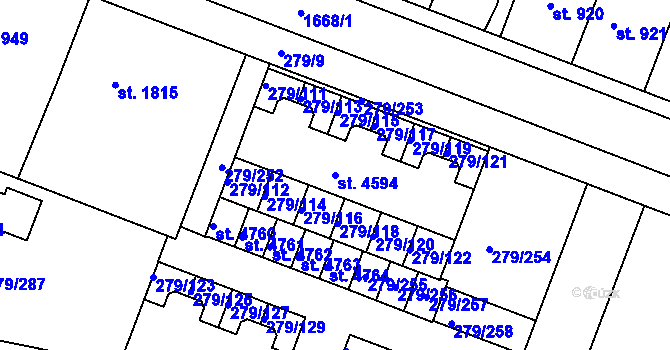 Parcela st. 4594 v KÚ Nymburk, Katastrální mapa