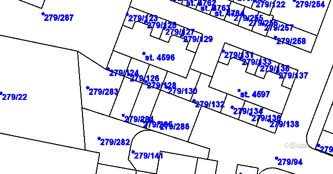 Parcela st. 279/130 v KÚ Nymburk, Katastrální mapa